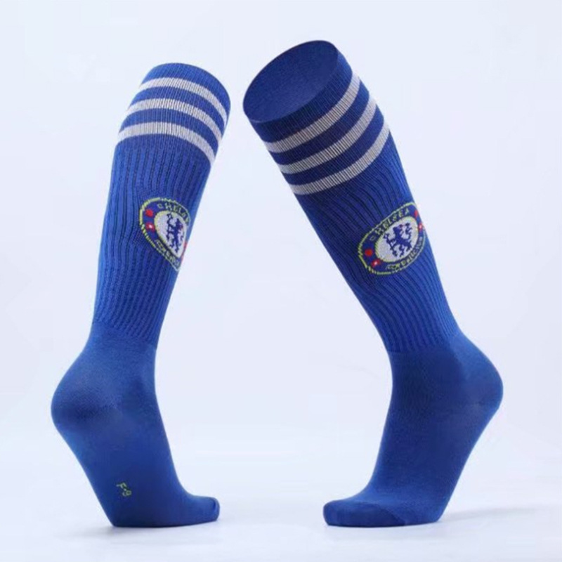 Children Thick Towel Bottom Socks Adult Club Football Long-barreled Socks Non Slip Flat Needles Team Logo Three Bars